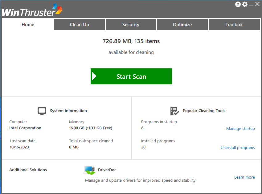 WinThruster Screenshot